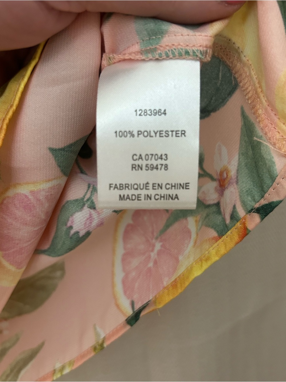 Joie Citrus Print Blouse Medium V-Neck Flutter Sleeve Peach Pink Floral - Picture 4 of 11